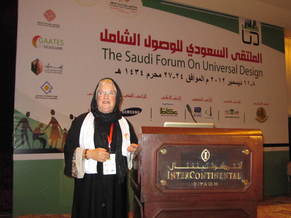 Photo of Ilene Zeitzer at the Saudi Form on Universal Design in Saudi Arabia