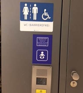 Photograph of an accessible bathroom in an Austrian train station